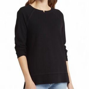 Caslon Split Neck Thermal Top Black